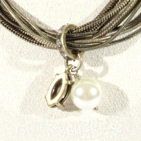 Silpada Dreamy Details Necklace KRN0086 Glass Pearl Swarovski Crystal Brass - Picture 4 of 6